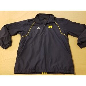 adidas Michigan Wolverines Half Zip Pullover Jacket Sweater M Medium Navy Blue